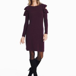 White House Black Market Burgundy Long Sleeve Cold Shoulder Dress Size M